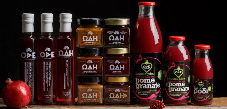 Organic pomegranate products background image
